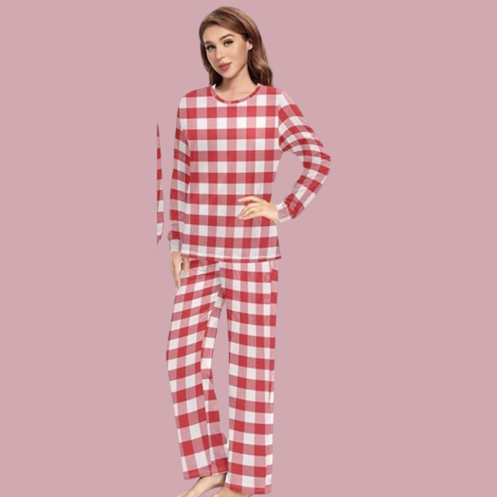 🦄Classic Red and White Checkered Pajama Set Size S